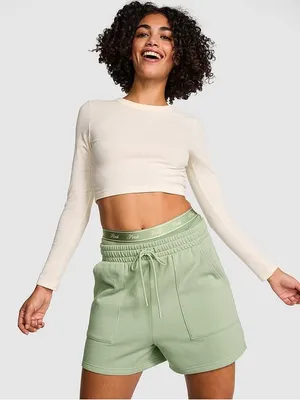 PINK Victoria's Secret Sage Green Logo Sweat Shorts Women size large thumbnail 3
