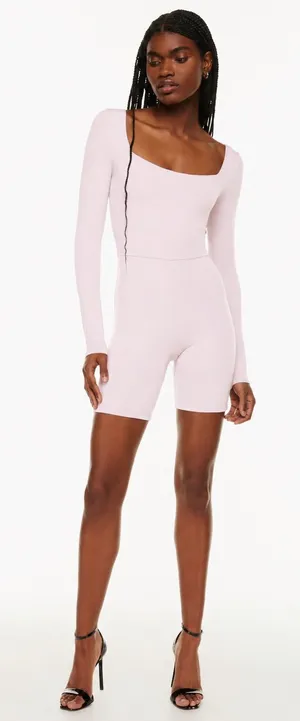 Aritzia Babaton Sculptknit Square Neck Romper in Pink thumbnail 1