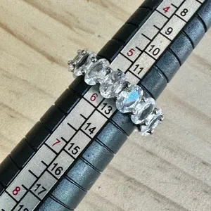 Oval CZ Eternity Band Ring Silver thumbnail 4