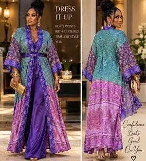 Indian silk Sari Kimono Robe Purple thumbnail 9