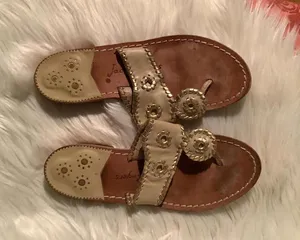 Jack Rogers Women's Sandals - Tan with Gold Accents size 7 thumbnail 2