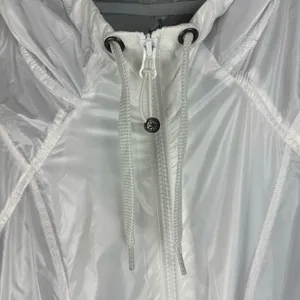 Athleta White Lined Windbreaker Jacket Sz 1X Full Zip Athletic Pockets Hooded thumbnail 6