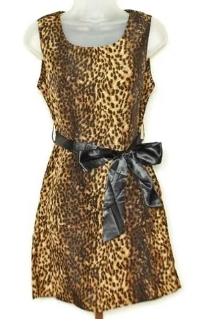 ZARA WOMAN Leopard Print Sleeveless Ruched Mini Dress w/Zipper Back -‎ M EUC thumbnail 1