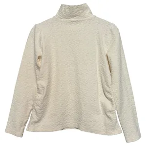 Roller Rabbit Women’s Size S Cream Textured Mock Neck Ruched Sides Shirt Top thumbnail 1