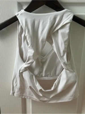 Aerie Offline White Crossover Back Longline Sports Bra/Tank thumbnail 3