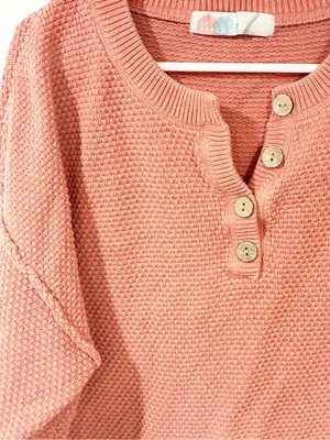 Free People Beach Rosie Pink Hailee Cotton Knit‎ Sweater Size Small thumbnail 2