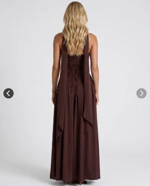 Genevieve Strapless Asymmetric Maxi Dress - Brown thumbnail 2