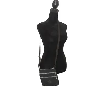 Kipling‎ Crossbody Bag Small Black Nylon Multi Zip Adjustable Strap Crinkled thumbnail 2