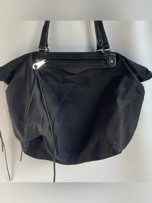 Rebecca Minkoff black nylon shoulder tote bag work office travel city minimalist thumbnail 7