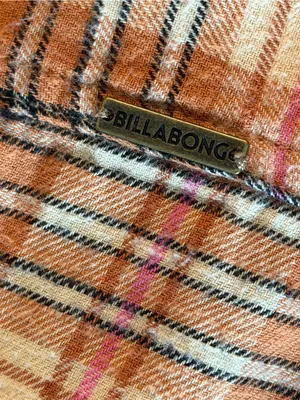 Women’s Billabong Orange Plaid Button-Up Shirt 100% cotton flannel size all thumbnail 7