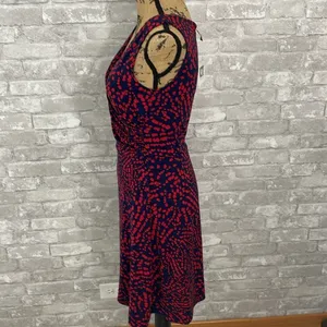 Ann Klein Red Spotted Faux Wrap Dress thumbnail 3