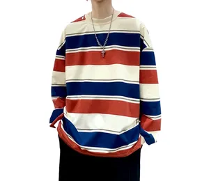 Boomny Unisex Long Sleeve Striped Boxy Crew Neck Shirt thumbnail 2