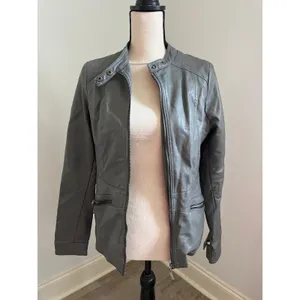 Joujou Gray Leather Jacket Womens XS Moto Zip Up Quilted Biker‎ Edgy Urban Chic thumbnail 11