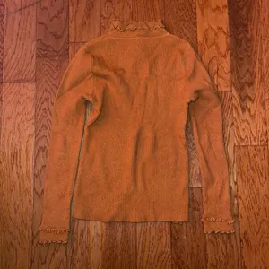 Coffee Brown Ruffled Turtleneck Sweater Orange thumbnail 3