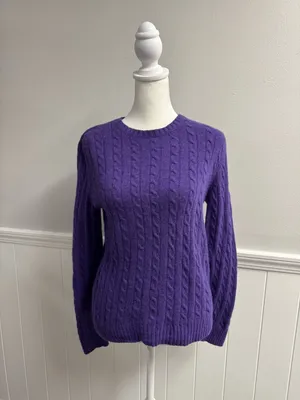 Lauren Ralph Lauren LRL Cable Knit Long Sleeve Pullover Sweater Purple Medium thumbnail 11
