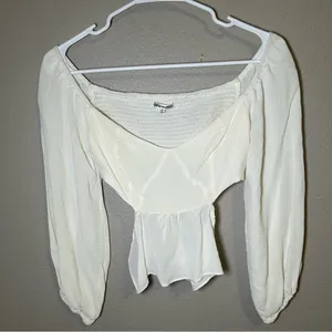 Reformation Laraine Ivory Off The Shoulder Cropped Blouse Women’s Size Medium 8 thumbnail 5