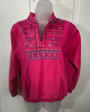 Blast Vintage Women’s Pink Sweatshirt Polo 1/4 Zip Size Small Petite EUC thumbnail 1