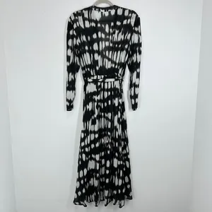 Bella Dahl XS Black White Contemporary Maxi‎ Dress Button Front Long Sleeve thumbnail 14