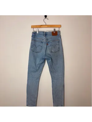 Levi's Premium 501s Skinny Jeans 26” Light Wash Denim Distressed Button Big E thumbnail 2