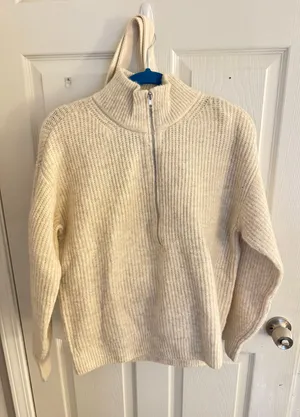 cream half zip sweater thumbnail 2