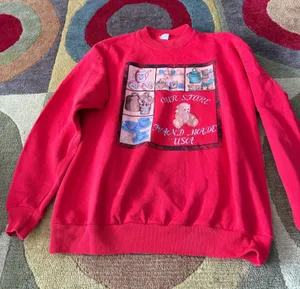 Vintage Retro Handmade in the USA Teddy Bear Coquette Girl Crewneck Sweatshirt thumbnail 1
