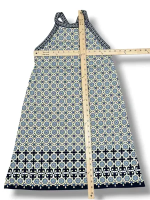 Max Studio‎ Geometric Medallion Print Halter Shift Dress Yellow Blue Medium thumbnail 11