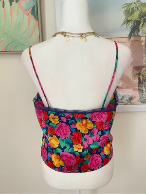 VICTORIA’S SECRET Vintage 90s Y2K Gold Label Floral Satin Lace Cami Tank Top thumbnail 3