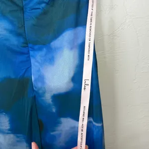NEW Lulus Zemina Blue Abstract Godet Watercolor Pleated Mermaid Maxi Dress XS thumbnail 11