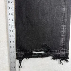 Vervet Olivia Wide Leg Jeans Washed Black High Rise Distressed Raw Hem Size 25 thumbnail 4
