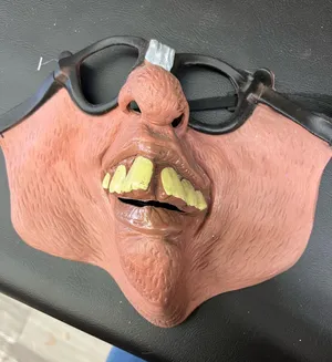 Gothic horror mask with yellow teeth and black glasses thumbnail 1