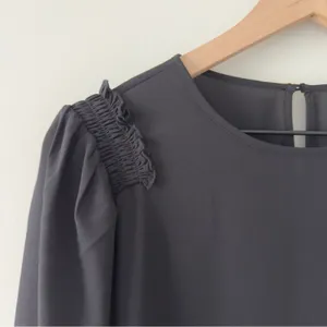 Calvin Klein Black Puff Sleeve Blouse Cuff Sleeves smocked ruffle button keyhole thumbnail 4