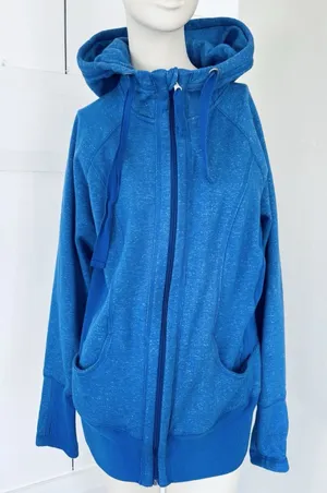 Active‎ Life Women's Long Hoodie Coat XXL Blue Fleece Lined Pockets Open Front thumbnail 1