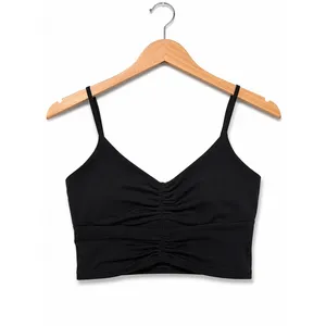 Athleta Black Ruched Cutout Longline Sports Bra M Yoga Pilates Adjustable thumbnail 6