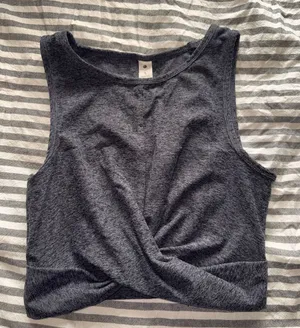 Yogalicious 🌸Yogalicous Twist Front Sleeveless Crop Top - Charcoal thumbnail 1