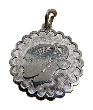 Vintage Beau Sterling Silver Girl Silhouette Charm Engraved Rae 5-14-84 2.43g thumbnail 1
