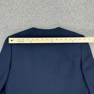 Dress Barn Pinstripe Long Line Blazer‎ Jacket Blue Tan 10 Suit Coat thumbnail 15