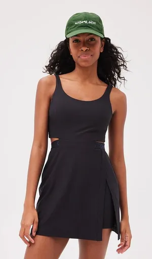 Outdoor Voices‎ Women Black Court Exercise Dress Cutout Back Mini Skort Dress thumbnail 1