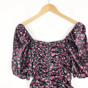 For Love and Lemons Melrose Mini Dress Medium Floral Puff Sleeve Ruched Corset thumbnail 12