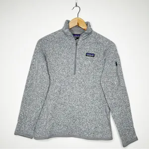 Patagonia Women's Better Sweater 1/4-Zip Fleece Pullover Light Gray Small thumbnail 2