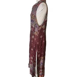 Free people‎ come see about me longline vest duster paisley print sz M thumbnail 9