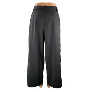 Uniqlo Women's Gray High Waisted Pleated Baggy Wide Leg Trousers Dress Pants M thumbnail 4