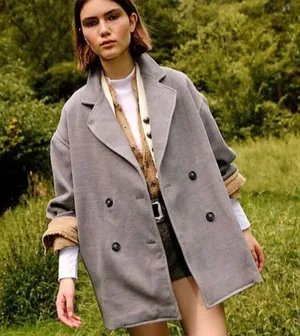 Hannah Slouchy Double Breasted Blazer in Washed Black thumbnail 3