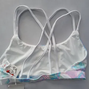 White Y2K VTG‎ Sports Bra Boho Tie Dye Activewear Yoga Workout Top Large thumbnail 4