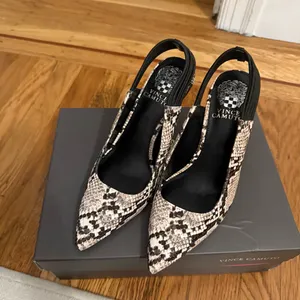 Vince Camuto Delia Black & Cream Snake Print Women's Pointy Toe Slingback Heels thumbnail 2