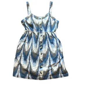 Shyanne Blue Tan Southwestern Print Cotton Mini‎ Dress XS Country Sundress Rodeo thumbnail 2