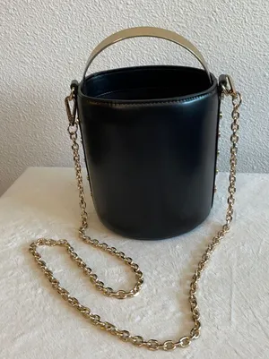 Zara Black Gold Fixtures and Chain Bucket Bag thumbnail 1