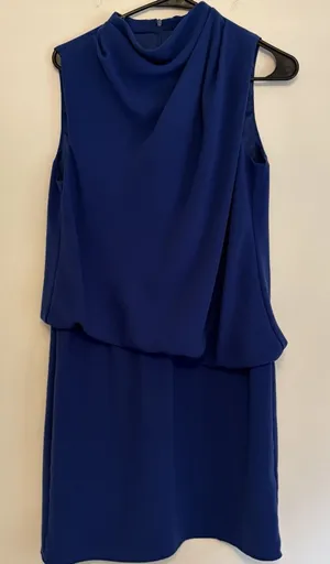 Trina Turk Lenaya Blouson Draped Sleeveless Dress Asymmetrical Royal Blue‎ Sz 6 thumbnail 1