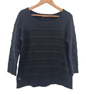 Lacoste Sweater Womens 38 Wool Cashmere F 5543 Black‎ Ribbed EUC thumbnail 1