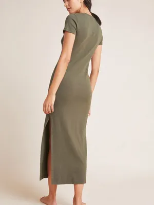 STATESIDE Alma Tee Maxi Dress in Green size Small Soft Jersey Knit thumbnail 2