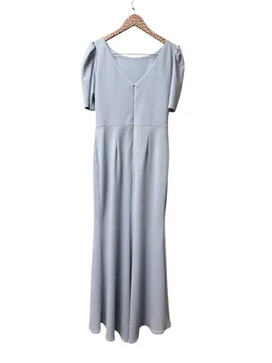 Betsy & Adam Womens Ruched Side Slit Evening Dress Maxi Gown Light Blue 10 NEW thumbnail 3